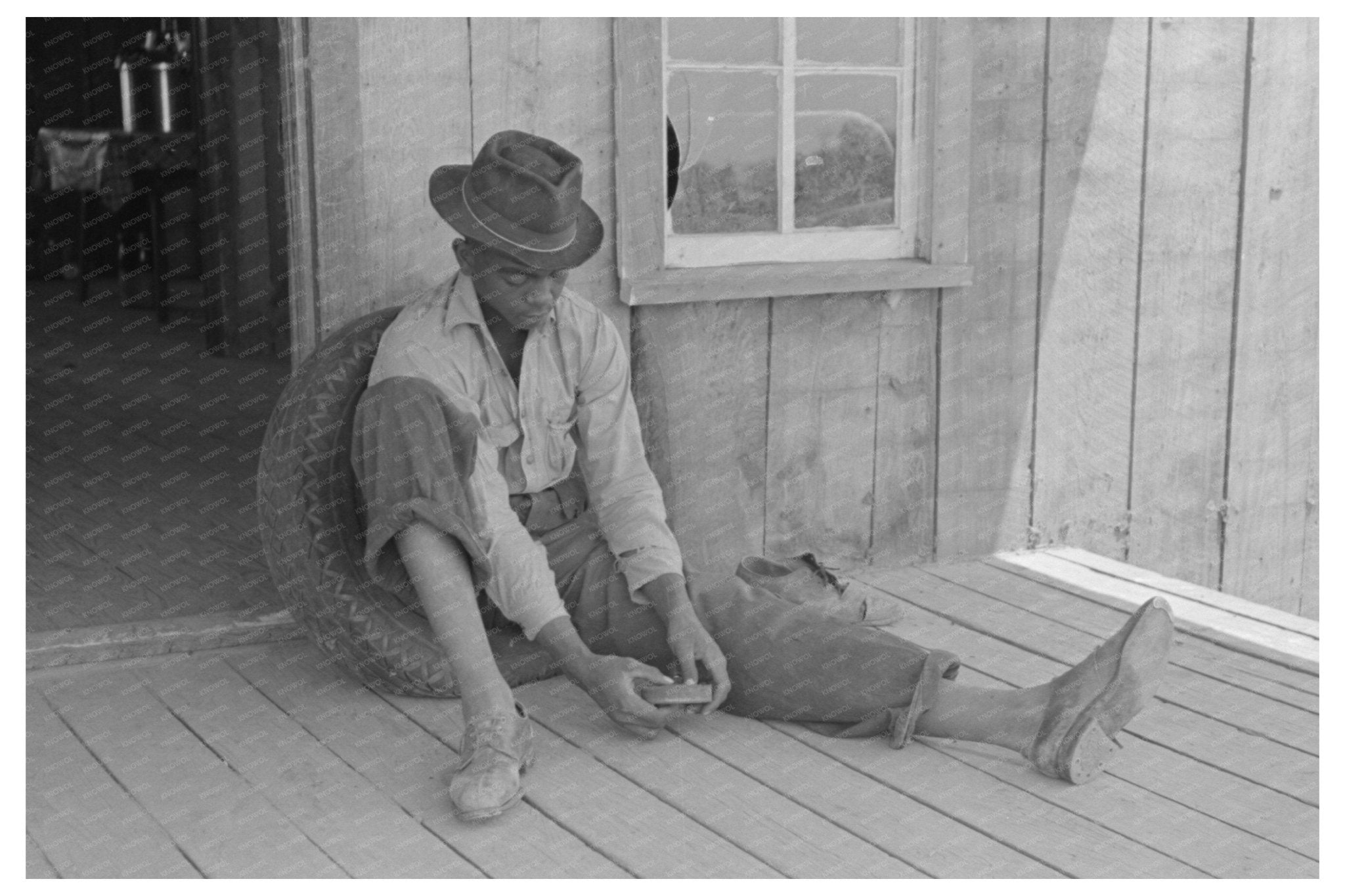 Boy on Porch of Shack Home in Southeast Missouri 1938 - Available at KNOWOL