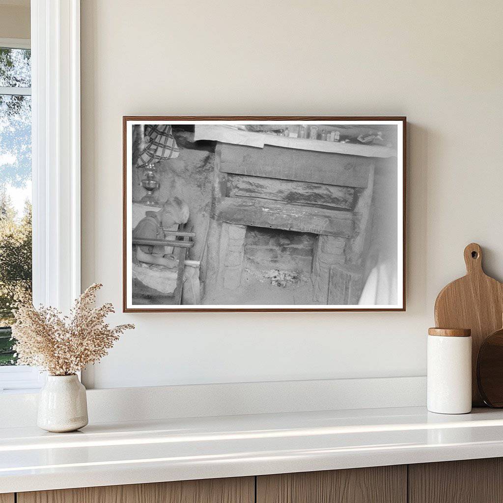 Boy Reading by Fireplace in Pie Town New Mexico 1940 - Available at KNOWOL