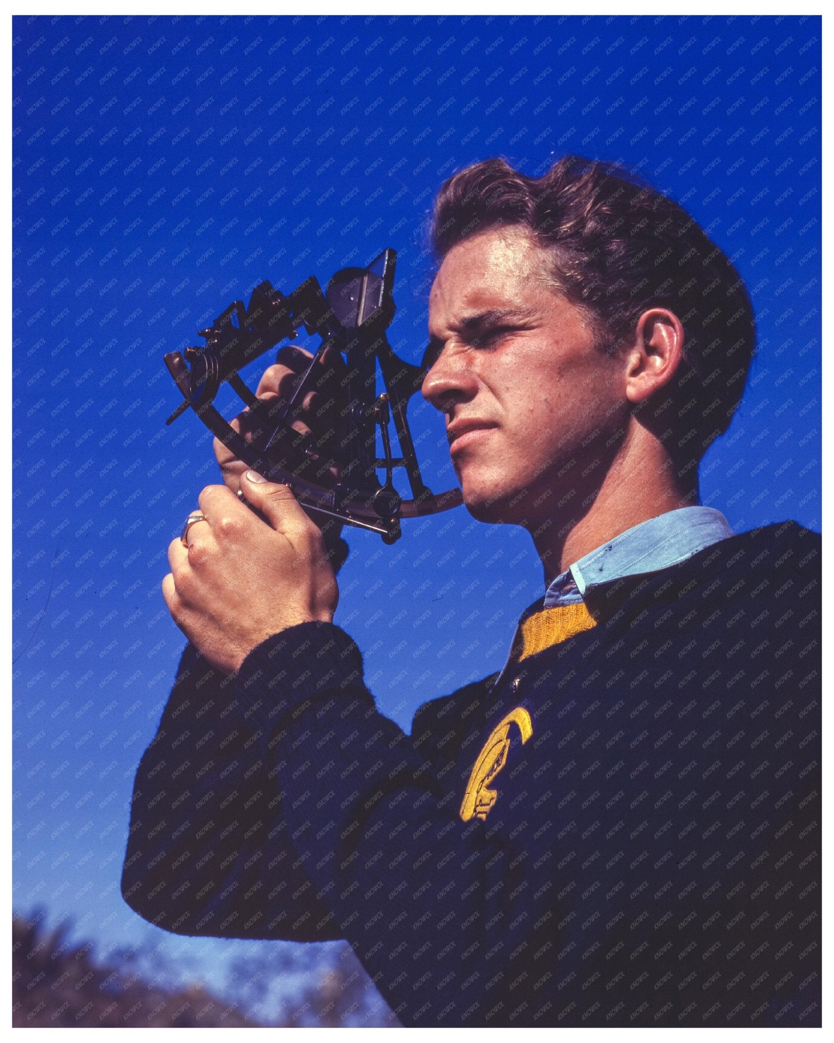 Boys at Polytechnic High School Learn Navigation with Sextant September 1942 - Available at KNOWOL