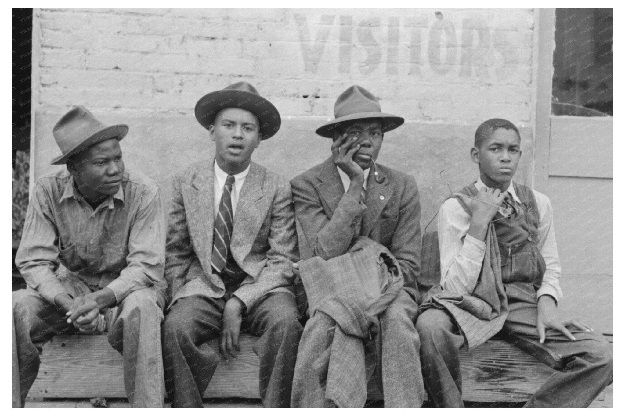 Boys on Bench in Waco Texas November 1939 - Available at KNOWOL