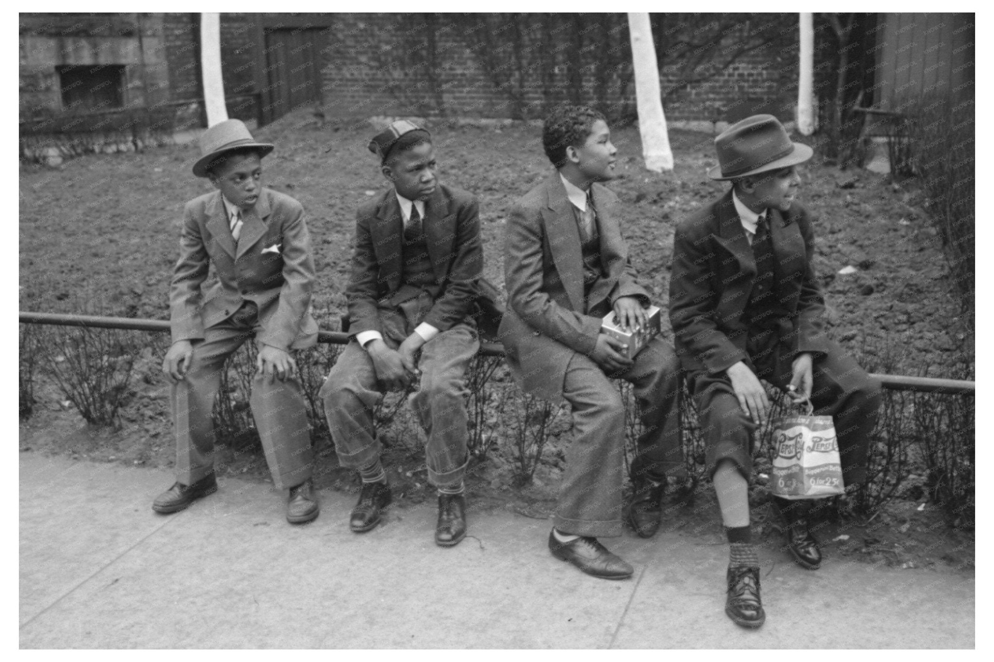 Boys Outside Episcopal Church Chicago April 1941 - Available at KNOWOL