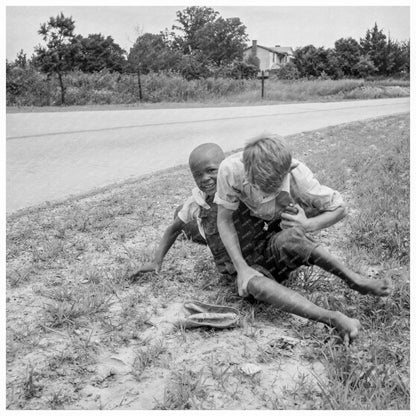 Boys Play Wrestling by Rural Road North Carolina 1939 - Available at KNOWOL