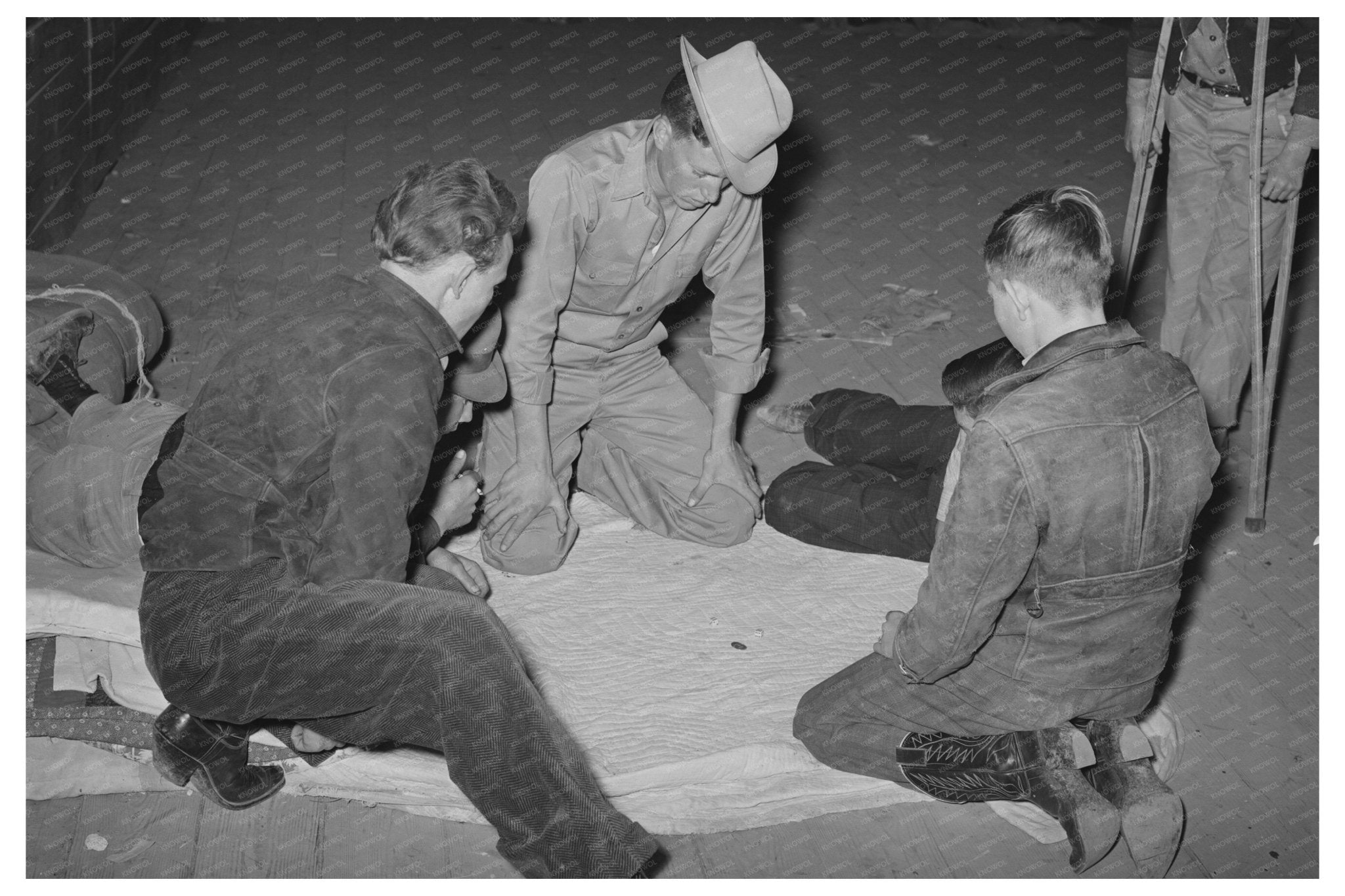 Boys Playing Craps at San Angelo Fat Stock Show 1940 - Available at KNOWOL