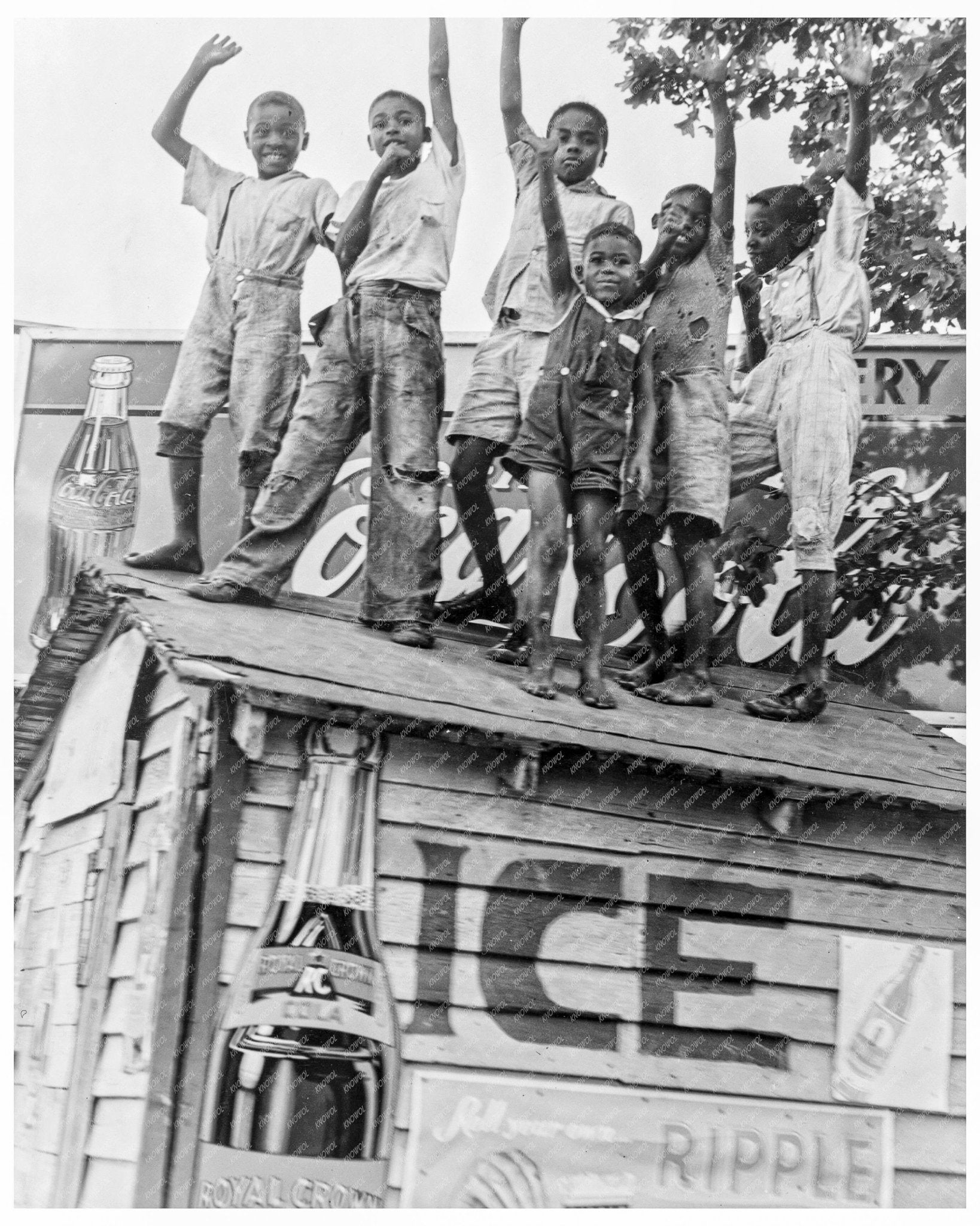 Boys Playing on Coca - Cola Stand Little Rock Arkansas June 1938 Vintage Photograph - Available at KNOWOL