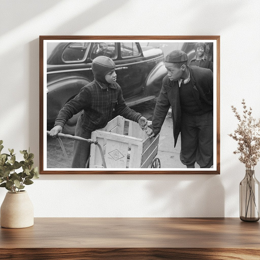 Boys Seeking Grocery Jobs Outside A&P Market Chicago 1941 - Available at KNOWOL