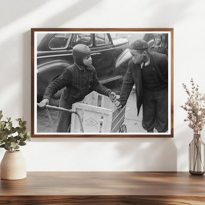 Boys Seeking Grocery Jobs Outside A&P Market Chicago 1941 - Available at KNOWOL