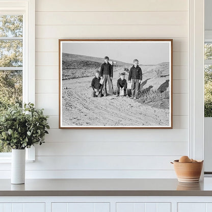 Boys Waiting for School Bus Dead Ox Flat Oregon 1939 - Available at KNOWOL