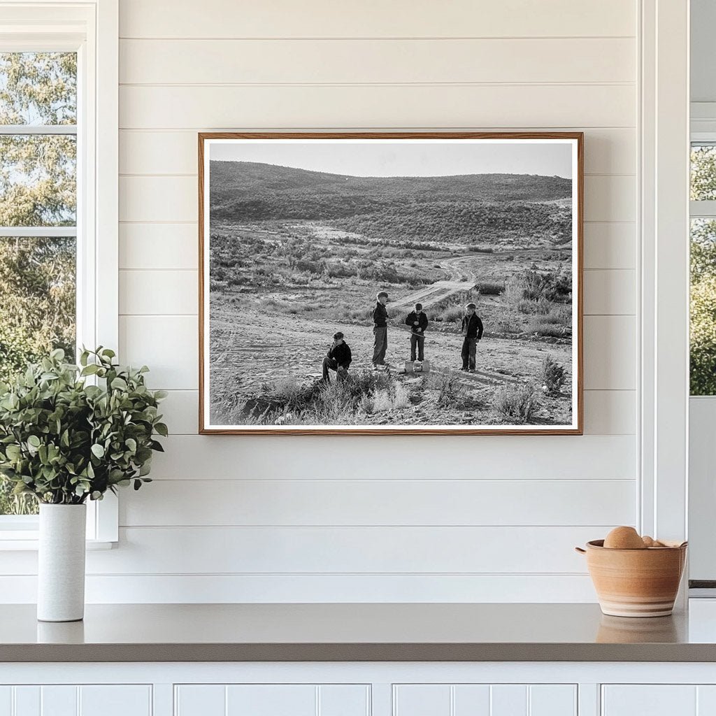 Boys Waiting for School Bus in Dead Ox Flat Oregon 1939 - Available at KNOWOL