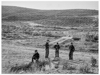 Boys Waiting for School Bus in Dead Ox Flat Oregon 1939 - Available at KNOWOL