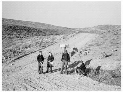 Boys Waiting for School Bus in Malheur County Oregon 1939 - Available at KNOWOL