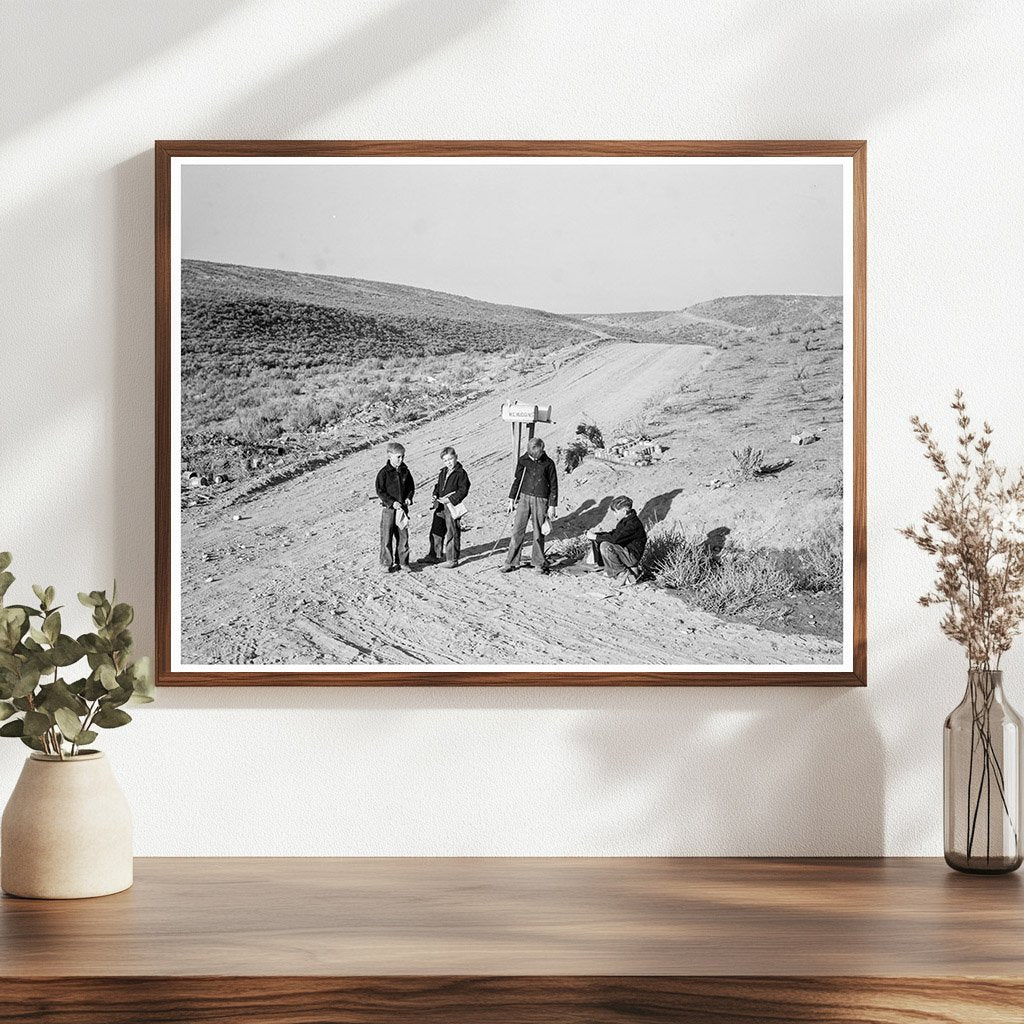 Boys Waiting for School Bus in Malheur County Oregon 1939 - Available at KNOWOL