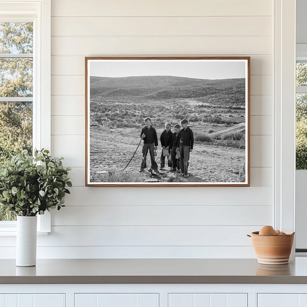 Boys Waiting for School Bus in Oregon 1939 - Available at KNOWOL