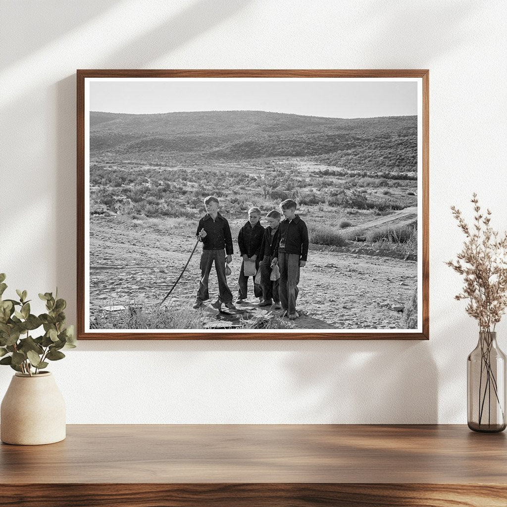 Boys Waiting for School Bus in Oregon 1939 - Available at KNOWOL