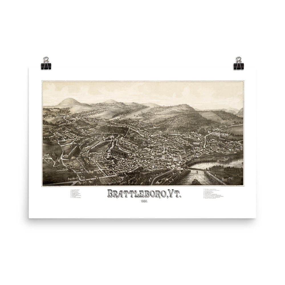 Brattleboro, VT 1886 Map - Available at KNOWOL