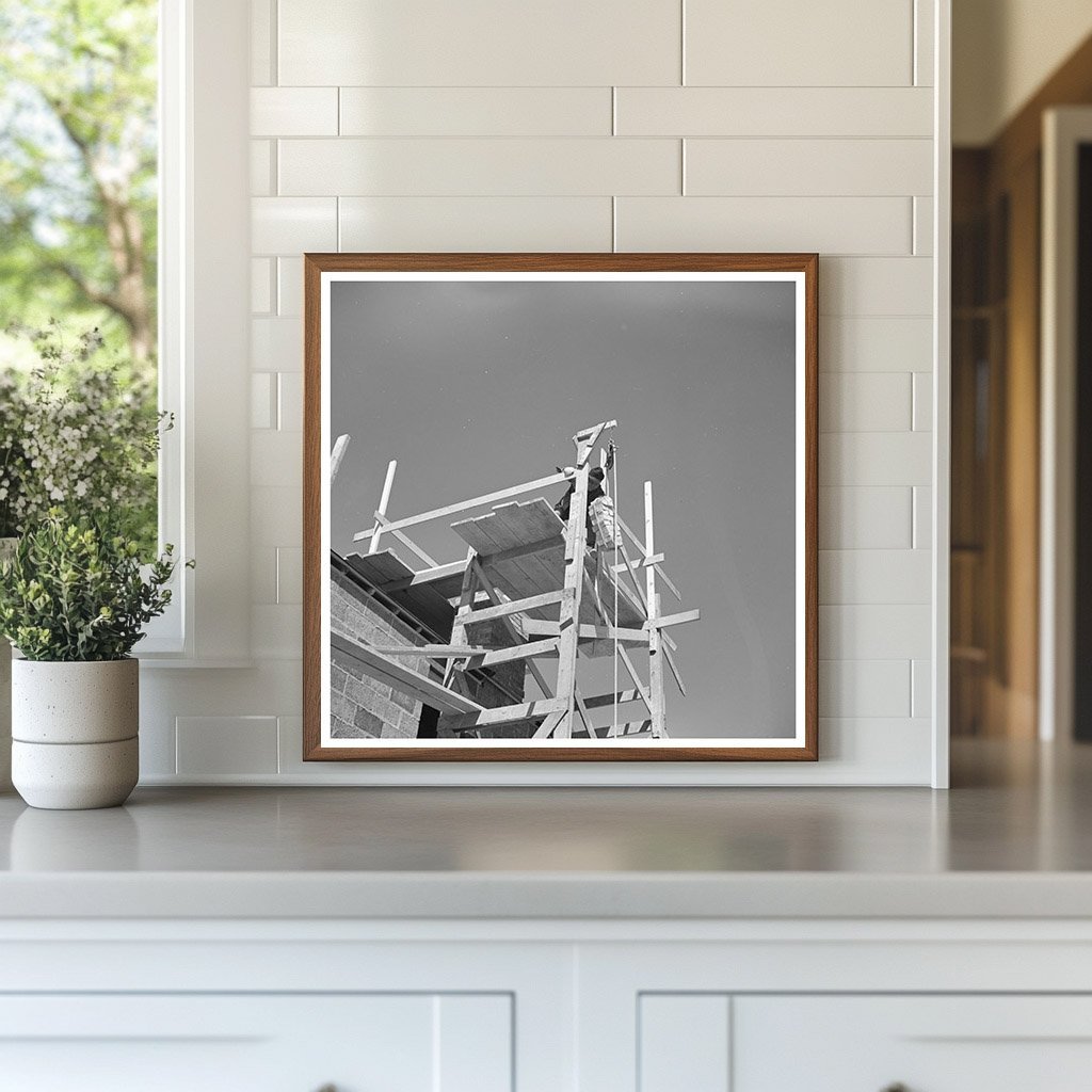 Brick Transport Up Chimney in Greendale Wisconsin 1937 - Available at KNOWOL