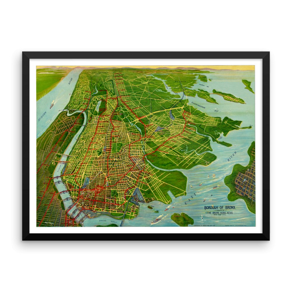 Bronx, New York 1921 Framed Bird's Eye View - Available at KNOWOL