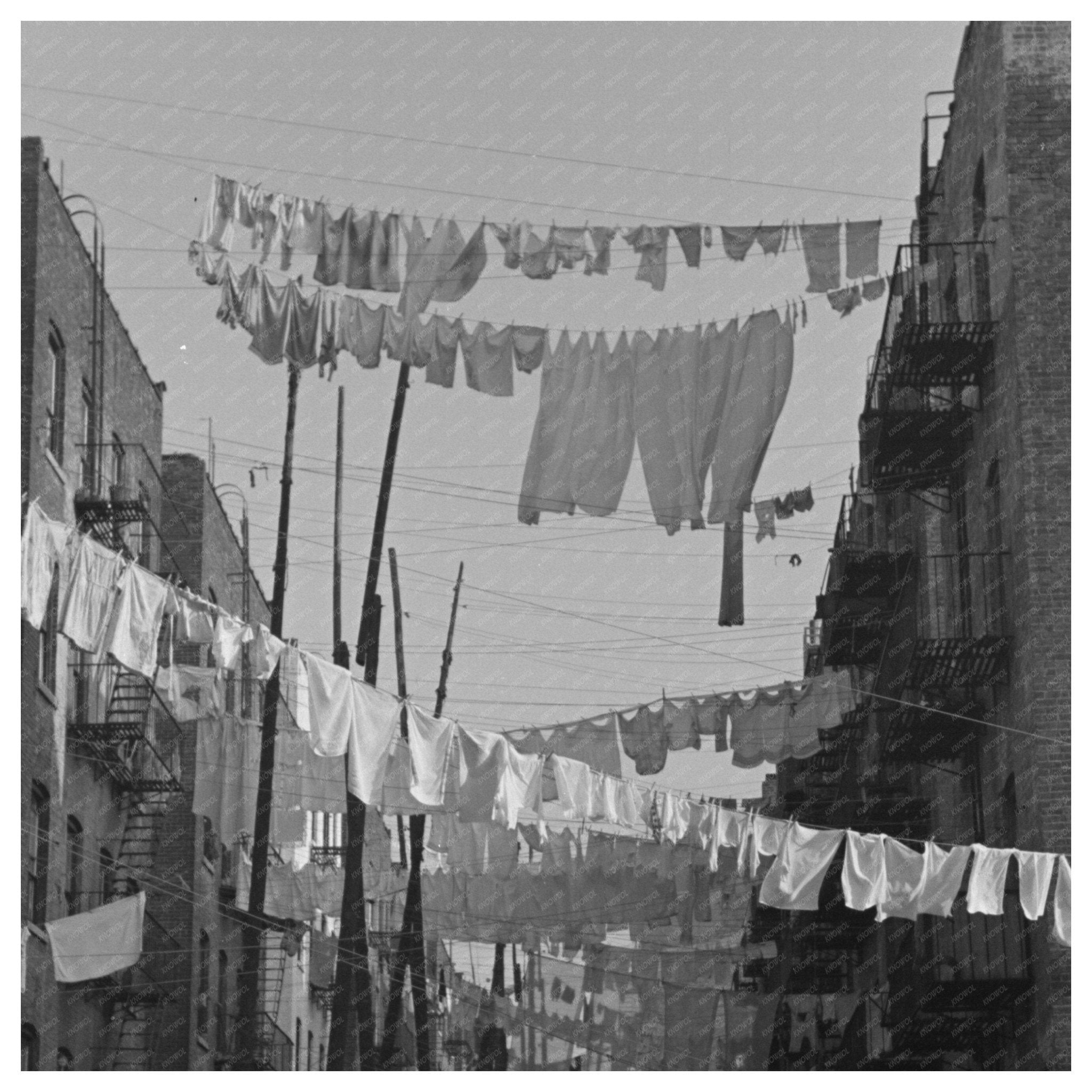 Bronx Street Scene with Clothes Drying November 1936 - Available at KNOWOL