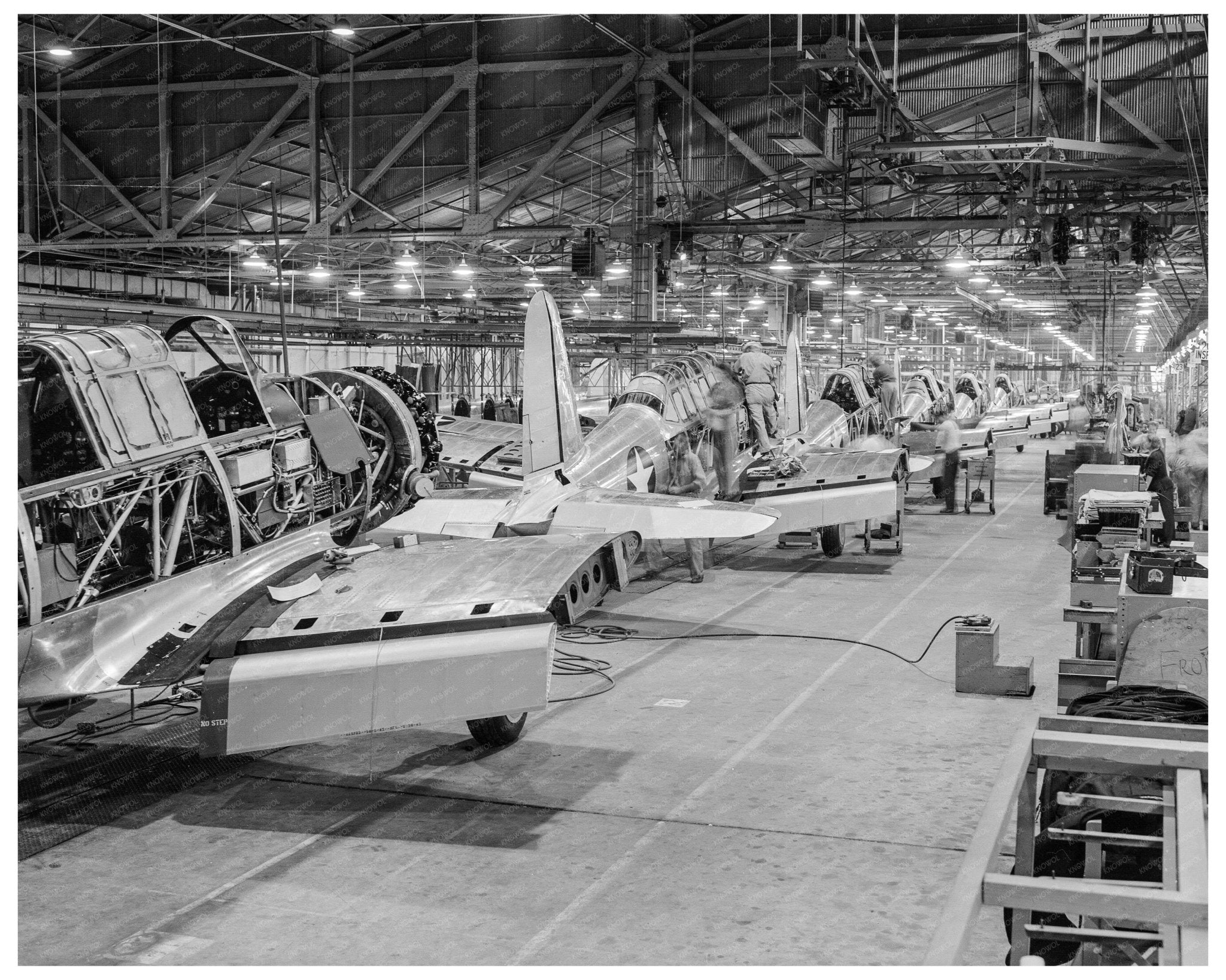 BT - 13A Valiant Trainer Assembly Line California 1942 - Available at KNOWOL