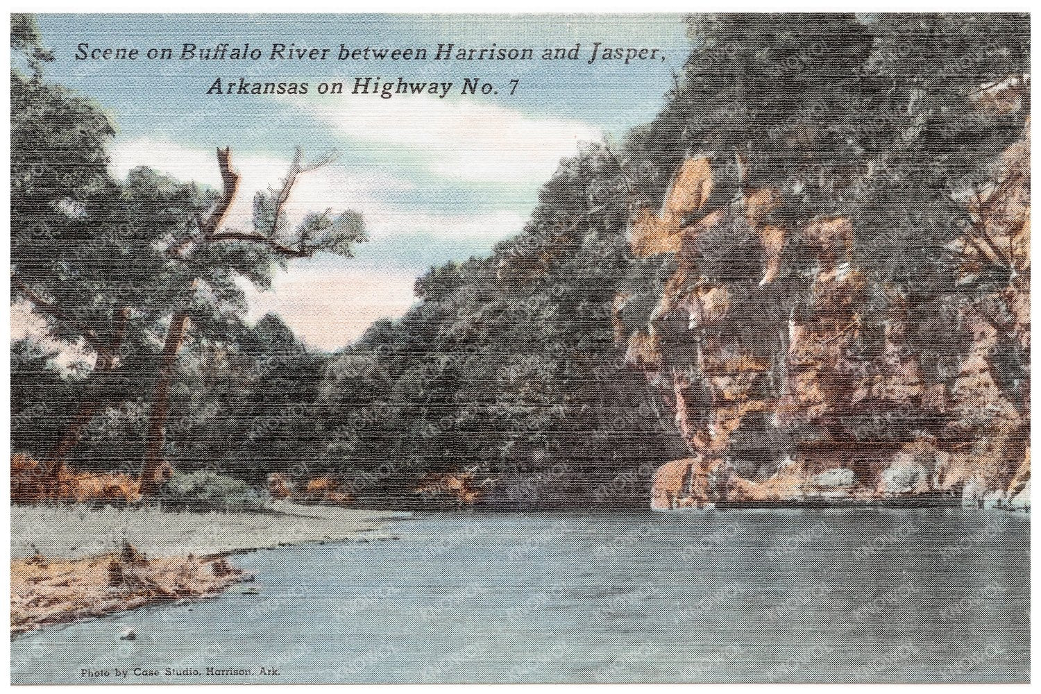 Buffalo River Scenic View Postcard Arkansas 1930 - 1945 - Available at KNOWOL