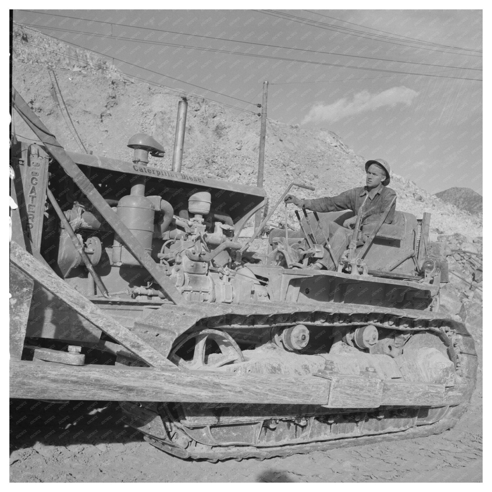 Bulldozer at Phelps Dodge Copper Mine Morenci Arizona 1950 - Available at KNOWOL