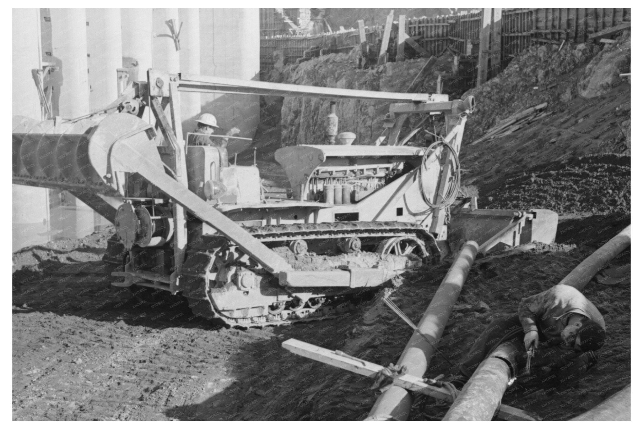 Bulldozer at Shasta Dam Construction December 1941 - Available at KNOWOL