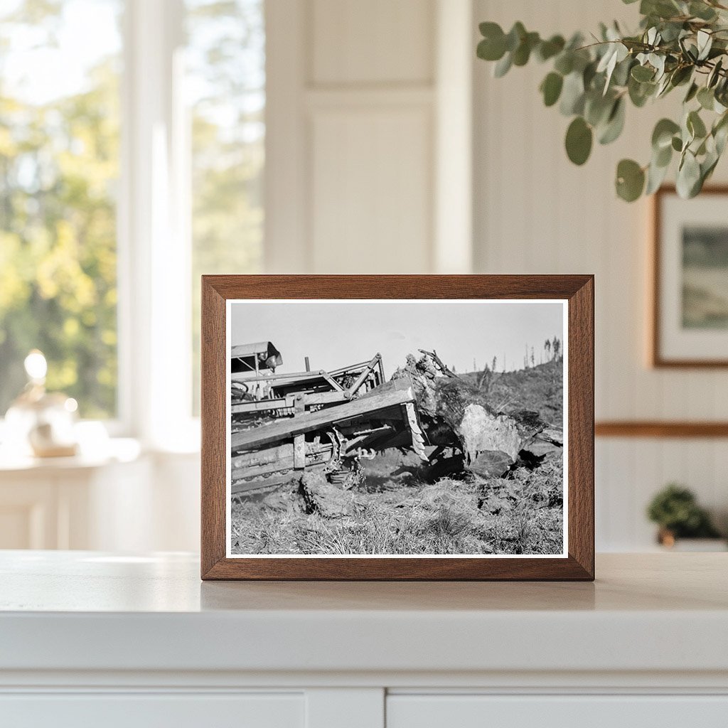 Bulldozer Clearing Stump on Farm Lewis County 1939 - Available at KNOWOL