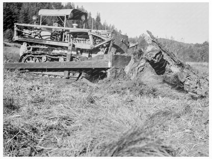 Bulldozer Moves Stump on Farm Lewis County Washington 1939 - Available at KNOWOL