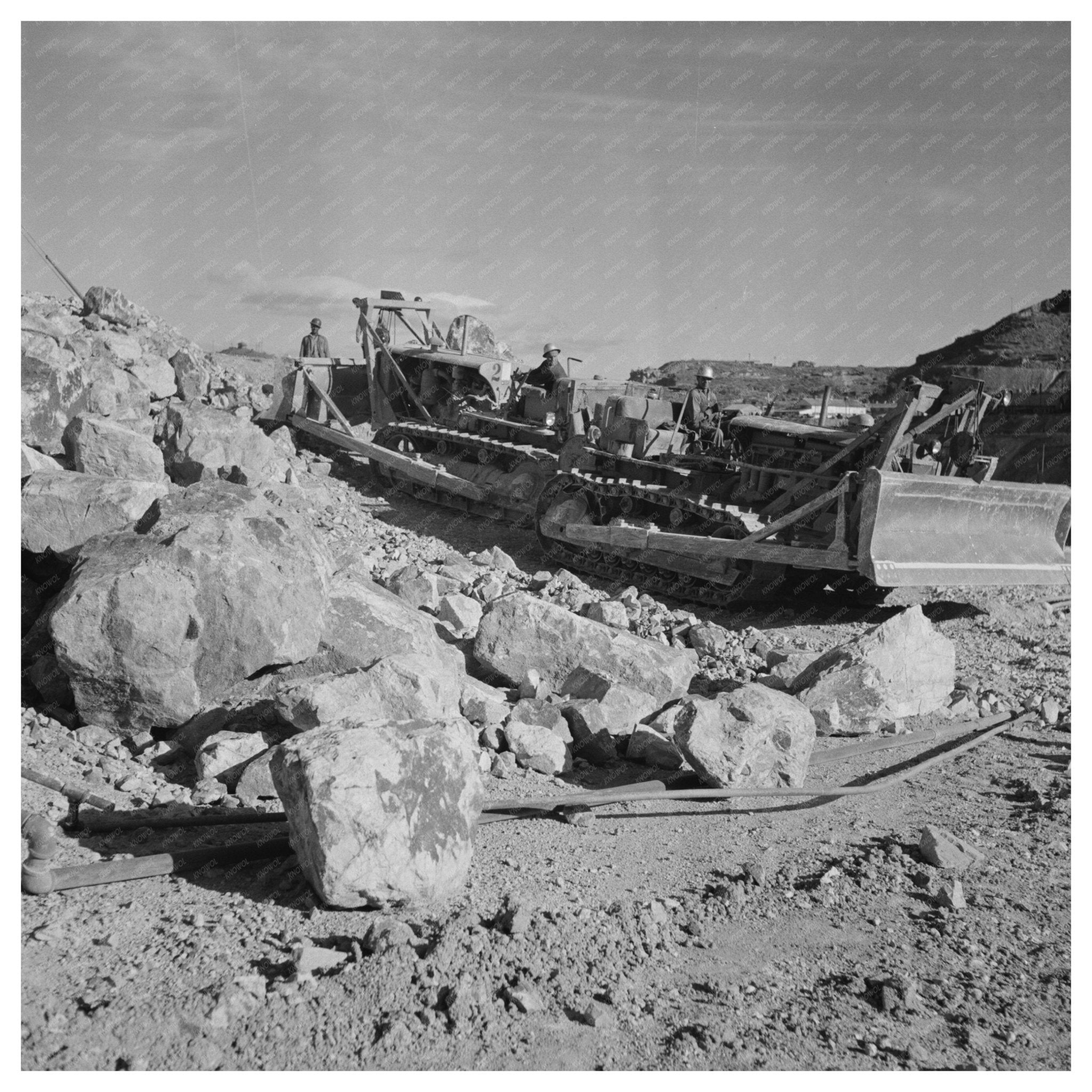 Bulldozer Operator in Morenci Arizona Copper Mine 1942 - Available at KNOWOL