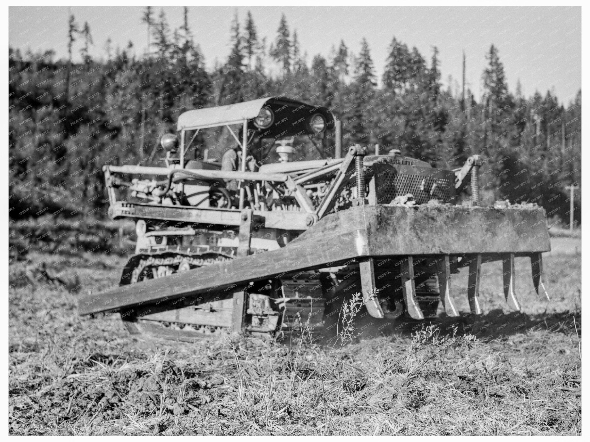 Bulldozer Working on Farm in Lewis County Washington 1939 - Available at KNOWOL