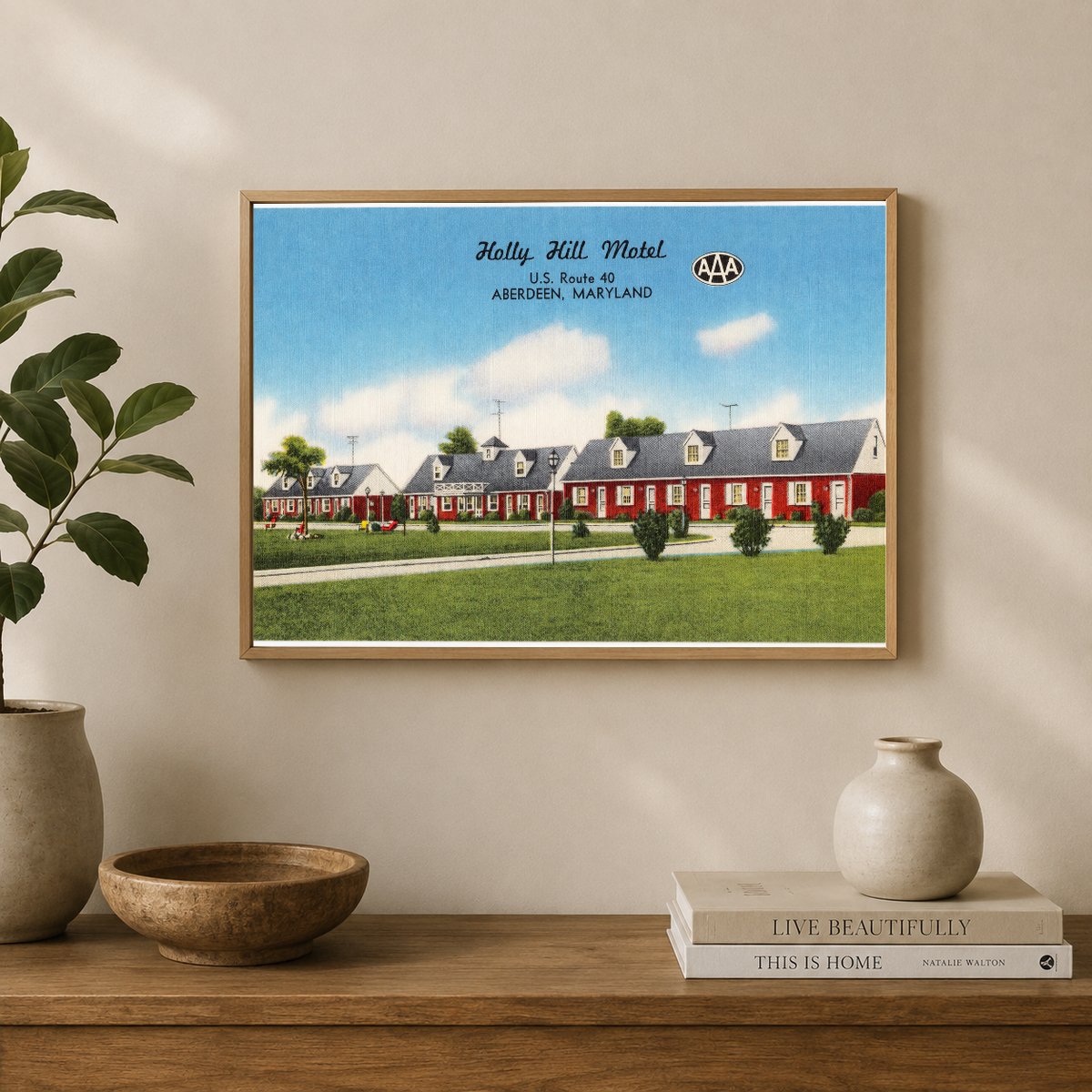 Holly Hill Motel, U.S. Route 40, Aberdeen, Maryland — Vintage Maryland Postcard