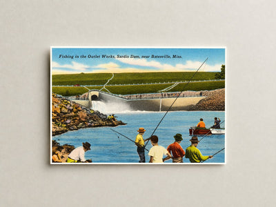 Sardis Lake, MS: Fishing in the outlet works, Sardis Dam, near Batesville