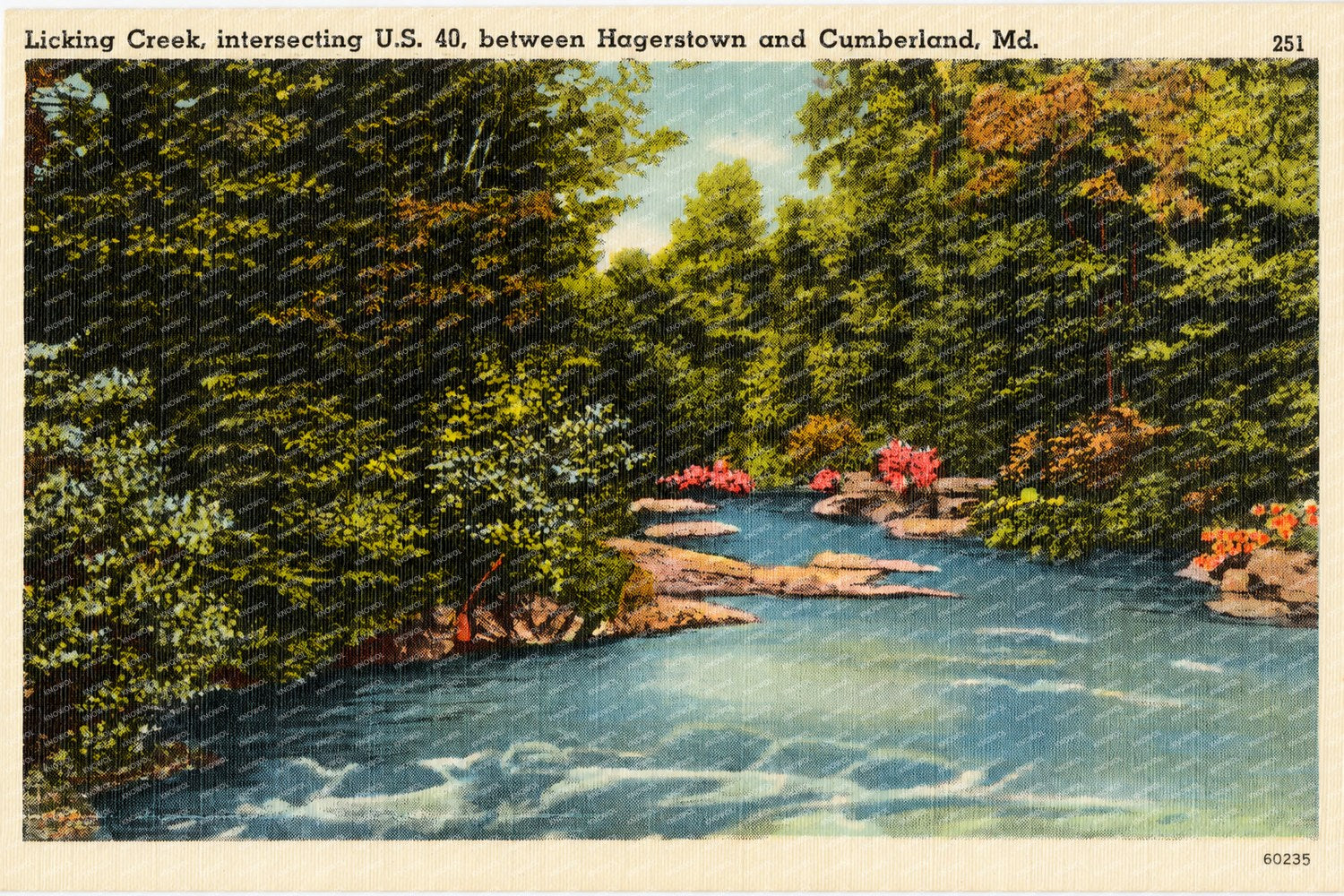 Licking Creek, intersecting U. S. 40 between Hagerstown and Cumberland, MD — Vintage Maryland Postcard
