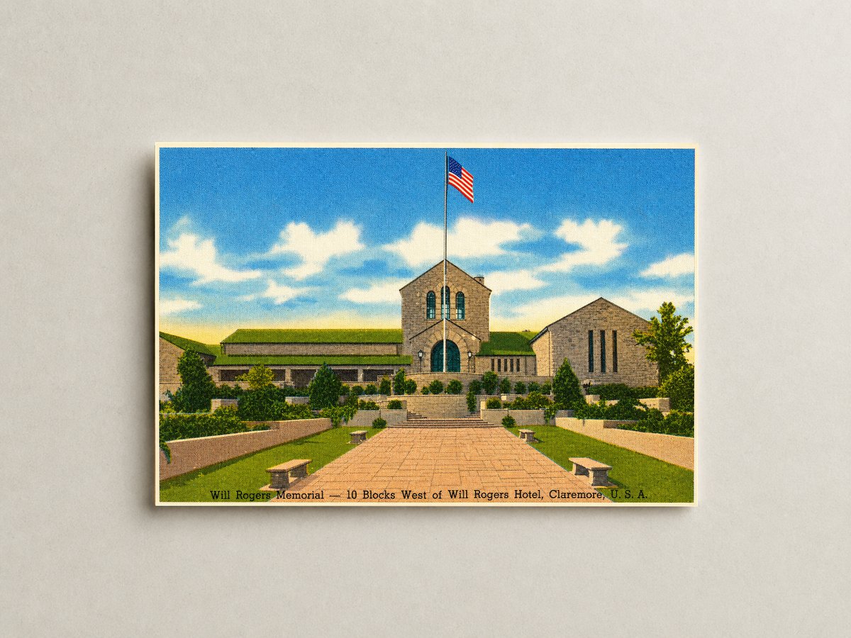 Claremore, OK: Will Rogers Memorial -- 10 blocks west of Will Rogers Hotel, Claremore, U.S.A.