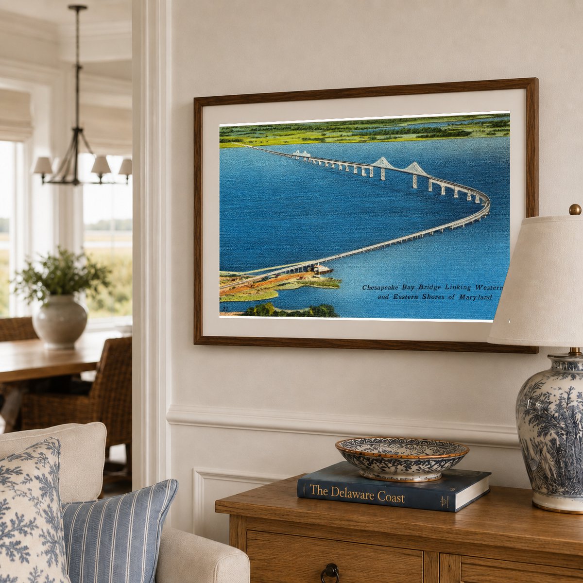 Chesapeake Bay Bridge, linking western and eastern shores of Maryland — Vintage Maryland Postcard