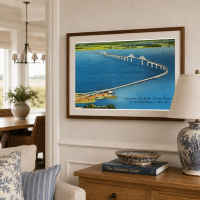 Chesapeake Bay Bridge, linking western and eastern shores of Maryland — Vintage Maryland Postcard