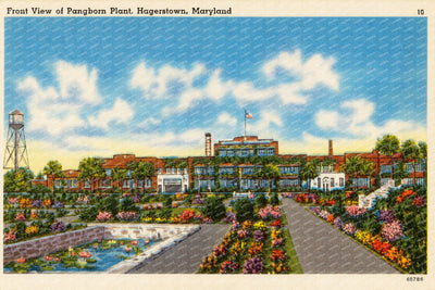 Front view of Pangborn Plant, Hagerstown, Maryland — Vintage Maryland Postcard