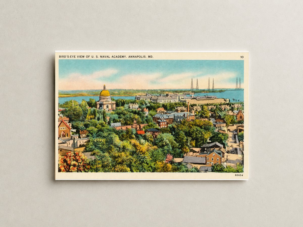 Bird's-eye view of U. S. Naval Academy, Annapolis, MD — Vintage Maryland Postcard