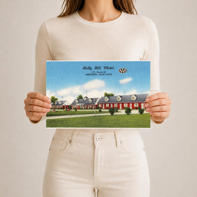 Holly Hill Motel, U.S. Route 40, Aberdeen, Maryland — Vintage Maryland Postcard