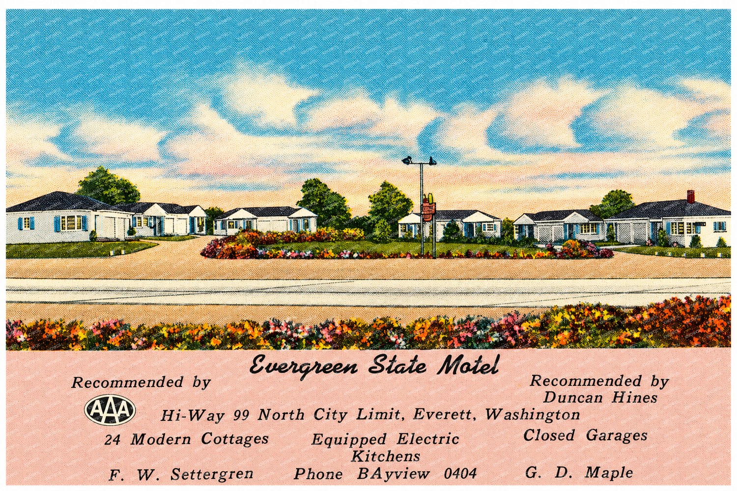 Everett, WA: Evergreen State Motel, Hi-Way 99 north city limits