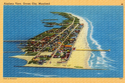 Airplane view, Ocean City, Maryland — Vintage Maryland Postcard