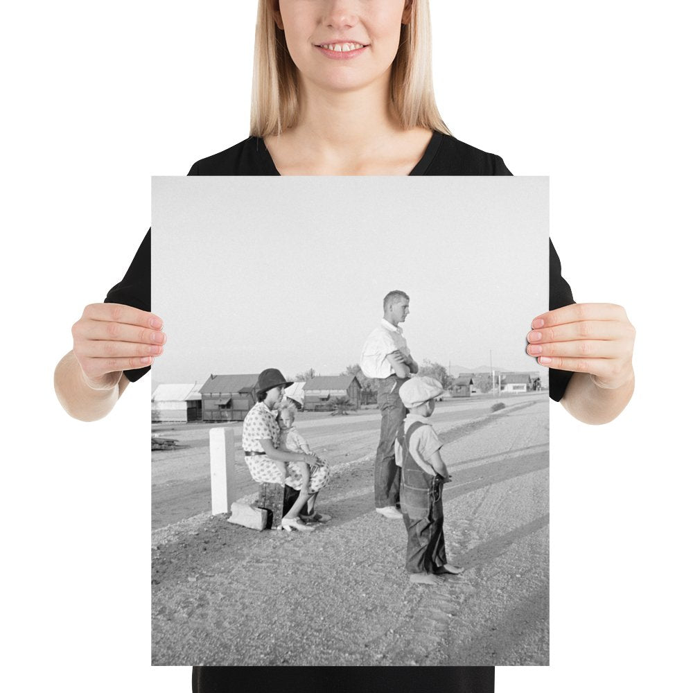 CA - Drought - stricken Oklahoma family migrating to Bakersfield, California, stuck on the highway near Indio, 1936 - Available at KNOWOL