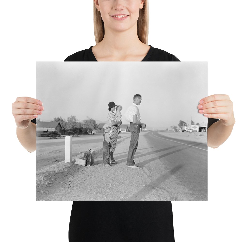 CA - Drought - stricken Oklahoma family migrating to Bakersfield, stuck on highway near Indio, 1936 - Available at KNOWOL