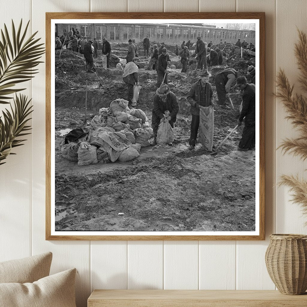 Cairo Illinois Workers Filling Sandbags February 1937 - Available at KNOWOL