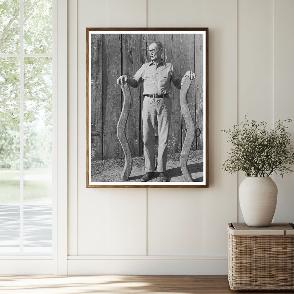 Cajun Farmer with Oxen Yoke Acadia Parish 1938 - Available at KNOWOL