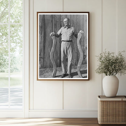 Cajun Farmer with Oxen Yoke Acadia Parish 1938 - Available at KNOWOL