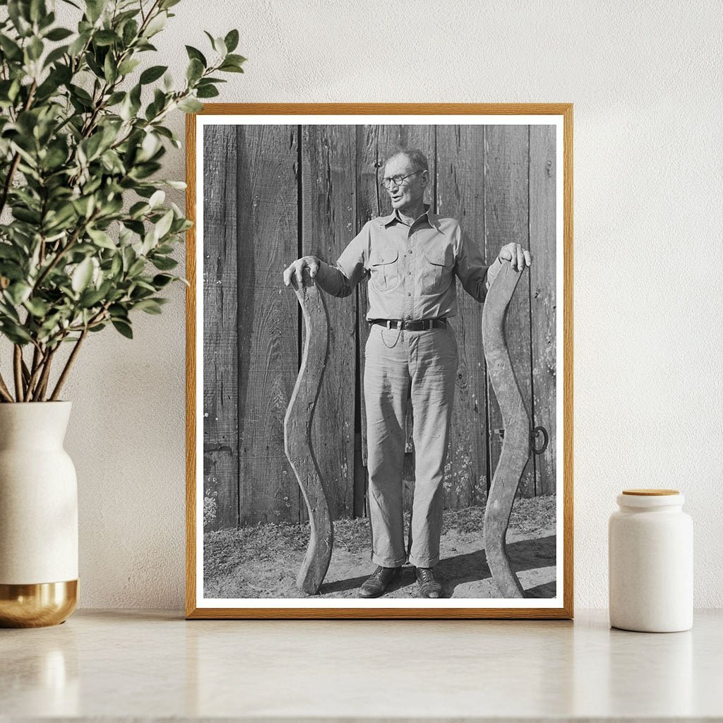 Cajun Farmer with Oxen Yoke Acadia Parish 1938 - Available at KNOWOL