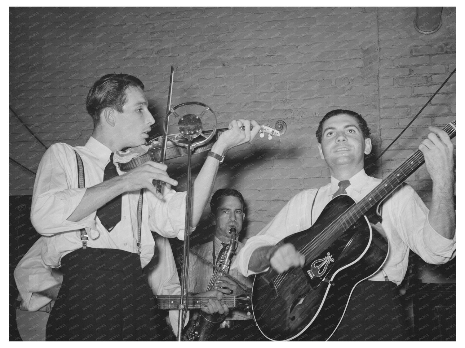 Cajun Musicians at National Rice Festival 1938 Crowley LA - Available at KNOWOL