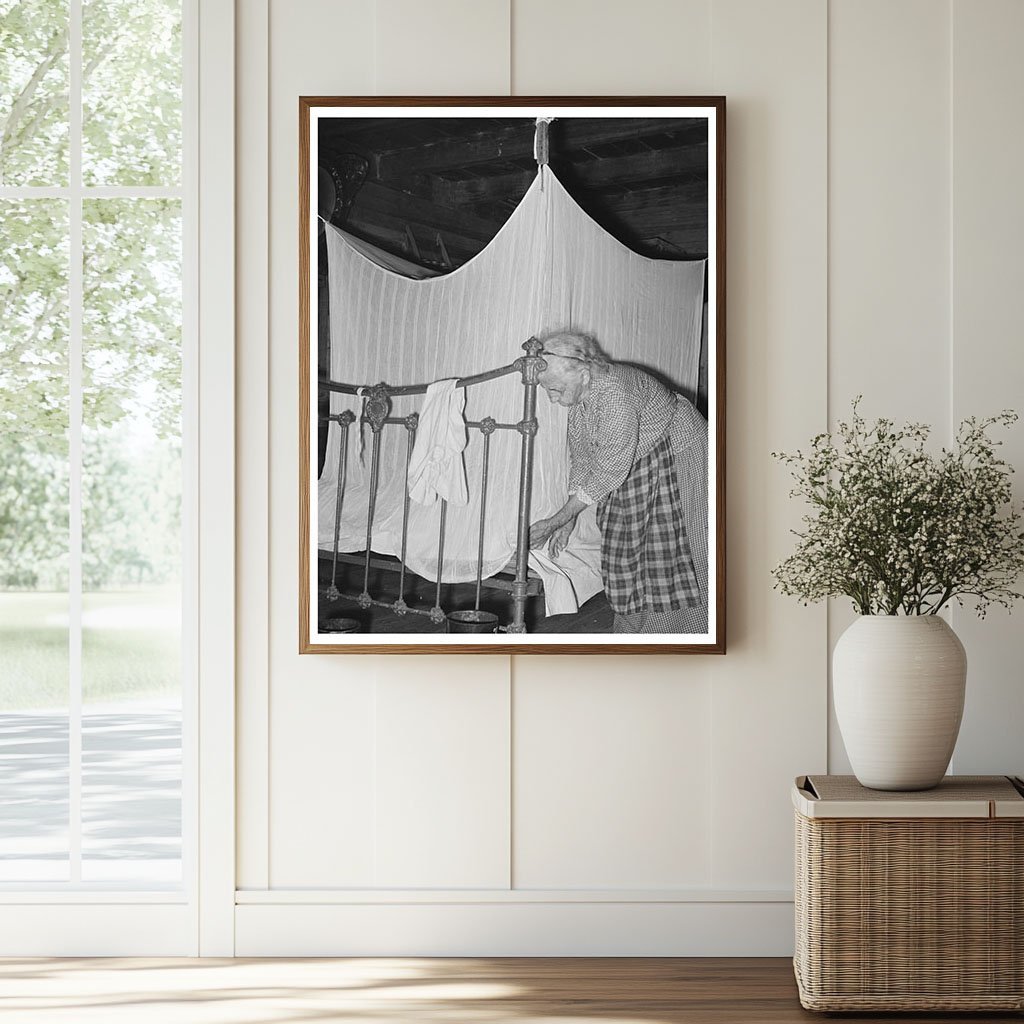 Cajun Woman Tucking Mosquito Bar Crowley Louisiana 1938 - Available at KNOWOL