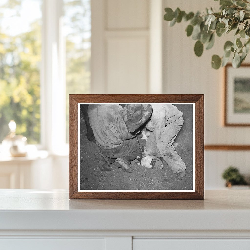 Calf Horn Removal at Walking X Ranch Marfa Texas 1939 - Available at KNOWOL