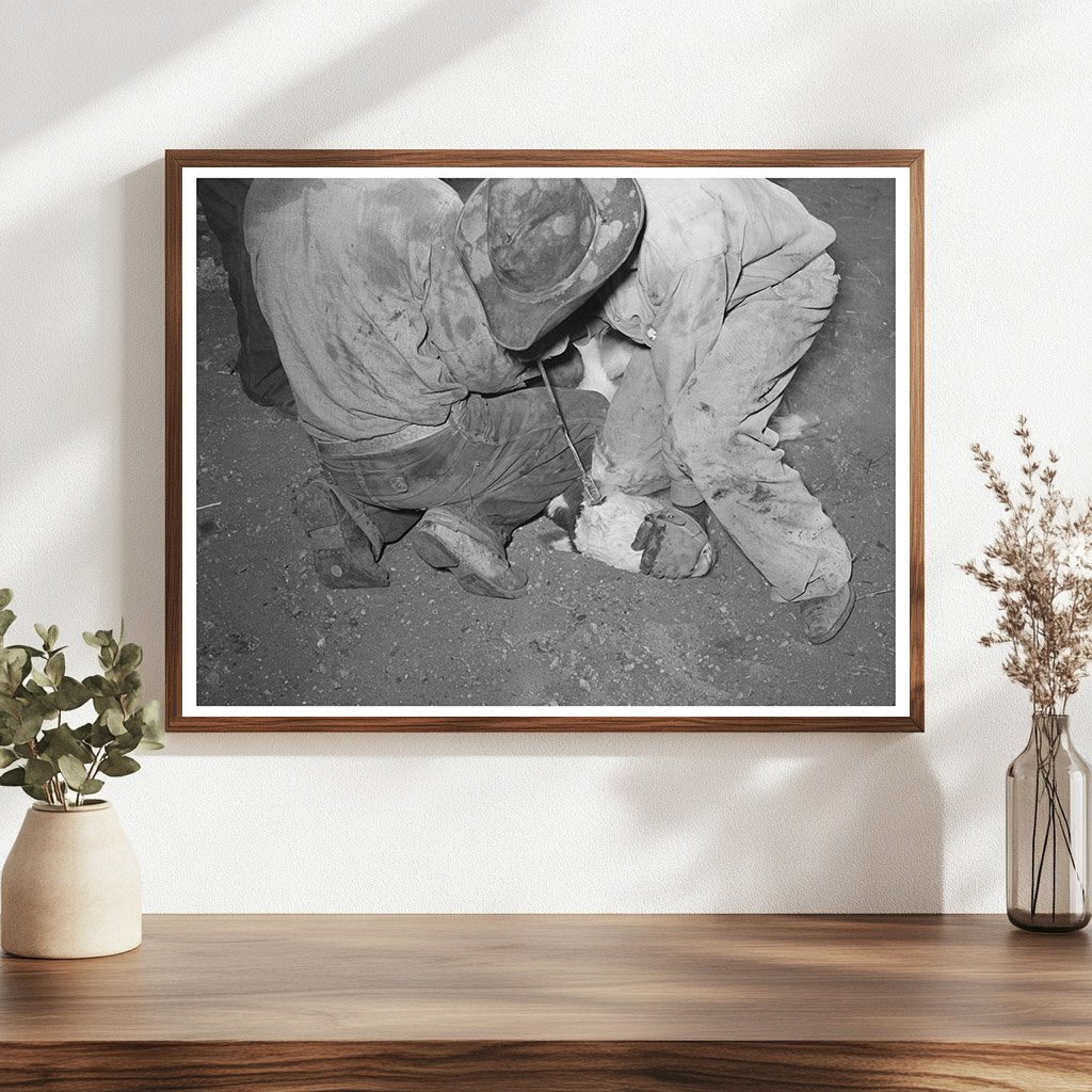 Calf Horn Removal at Walking X Ranch Marfa Texas 1939 - Available at KNOWOL